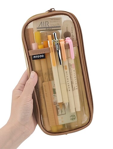  Easthill Gitternetz-Federmäppchen mit Reißverschluss, transparentes Make-up-Farbetui, Kosmetiktasche, Mehrzweck-Reiseschule, Teenager-Mädchen, transparente Schreibwaren-Tasche, Büro-Organizer-Box für