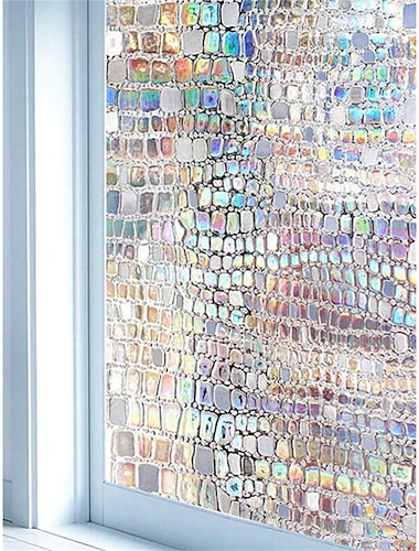  Sichtschutzfolie für Fenster, Buntglasfensterfolie, Regenbogen, dekorative Fensterfolie, Sichtschutz, Buntglas-Vinyl, selbstklebende Folie, statisch haftende Isolierung, Fensteraufkleber für Zuhause, Fensteraufkleber