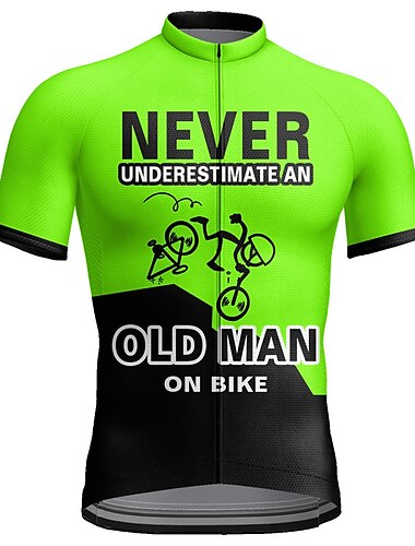  Voor heren Wielrenshirt Grafisch Letter en nummer Onderschat een oude man nooit. Korte mouw Fietsen Shirt Kleding Bovenlichaam met 3 achterzakken Bergracen Wegwielrennen Sneldrogend Reflecterende