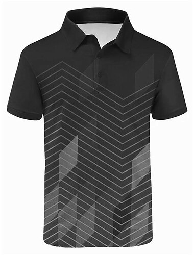  Pánské Proužky Sportovní polokošile Golfová košile Krátký rukáv Polo tričko Košile s límečkem Na běžné nošení Sportovní oblečení Oblečení na dovolenou Knoflíky 3D tisk Jezerní modrá Černá Fialová