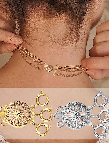  Halsketten-Schichtverschlüsse, Trenner für Damen, 14 Karat Gold, Silber, verhedderungsfrei, Sicherheitsschmuck, Verschluss-Konverter, Kettenverlängerung