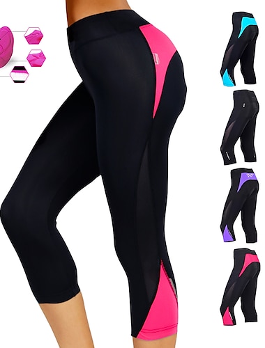  Femme Corsaire 3/4 Velo Cyclisme Vélo Pantalons Bas Confortable VTT Vélo tout terrain Vélo Route Des sports Respirable Confortable Rouge / noir Noir Polyester Vêtement Tenue Avancé Tenues de Cyclisme