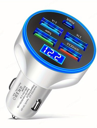  250 W PD USB-Autoladegerät Schnellladung Typ C USB-Telefonadapter im Auto für Auto-Schnellladegerät