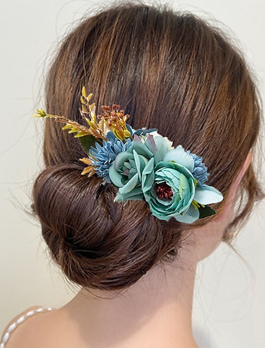  peigne à cheveux tissu automne mariage anniversaire prince de mariée avec casque floral couvre-chef