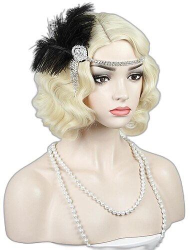  ブラウン 1920年代 フラッパー ウェービーウィッグ フィンガーウェーブ ビンテージウィッグ サイドパート 1960年代 ビンテージウィッグ カールウェービーウィッグ コスプレウィッグ プラチナウィッグ ビンテージウィッグ レディースコスチュームウィッグ（ウィッグのみ）ハロウィンウィッグ