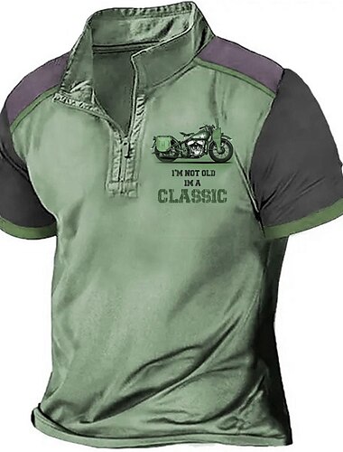  Herren Lustig Poloshirts mit Reißverschluss Golfshirt Kurzarm Polo-Shirts Hemden mit Kragen Vintage Lässig Streetwear Festivalkleidung Party-Outfits 3D-Druck Viertelreißverschluss-Poloshirt Blau Grün