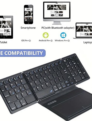  trådløst oppladbart bt-tastatur med pekeplate & numerisk tastatur perfekt for telefonen & tablett