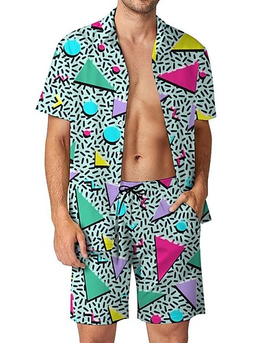  Klassiek Jaren '80 Korte broek Hemd Strandshorts Voor heren Vakantie Dagelijks gebruik Prideparade Volwassenen Hemd Short Zomer