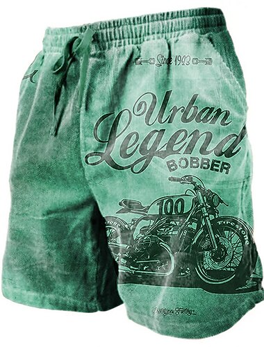  Herre Grafisk Bogstaver Motorcykel Shorts Sommer shorts Strandshorts Medium Talje Gade Hawaiiansk Designer Afslappet Daglig Ferie Snørelukning Elastisk Talje 3D-udskrivning Designer Tøj