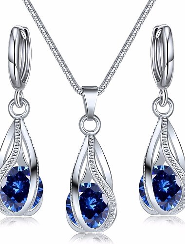  Brautschmuck-Sets 2 Zirkon Krystall Haken 1 Halskette Damen Modisch Kuschelig Cool lieblich Klassisch Kostbar Unregelmässig Schmuck-Set Für Hochzeit Party