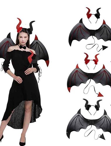  Halloween Witch Vampire Devil Halloween Props Headband Bat Wings Adults' Women's Dress Up Halloween Carnival Easy Carnival Costume for Walpurgis Night