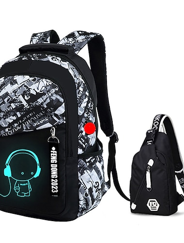  Schulrucksack Bookbag Mehrfarbig für Schüler Jungen Wasserdicht Hohe Kapazität Mit USB-Ladeanschluss Oxford Stoff Schulranzen Rucksack Schulranzen 23 Zoll