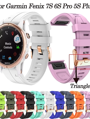  Horlogeband voor Garmin Fenix 7S Pro 6S 5S Plus Epix Pro 42mm Approach S70 42mm Instinct 2S Descent Mk2S D2 Delta S 20mm Siliconen Vervanging Band 20mm Verstelbaar Roestvrij stalen gesp Sportband