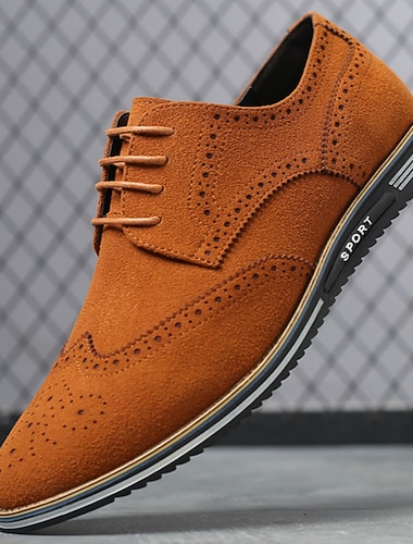  oransje brogue oxfords for menn - skinnsko med behagelig sportssåle for daglig bruk og uformelle antrekk