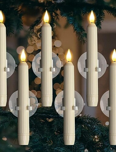 6 τμχ LED Κερί Κεριών Χωρίς Φλόγα LED Ηλεκτρονικό Κερί Θερμό Κίτρινο Φως με Σφήνες για Χριστούγεννα Γιορτές Νέου Έτους Διακόσμηση Παραθύρων Τζακιού για Χάλοουιν