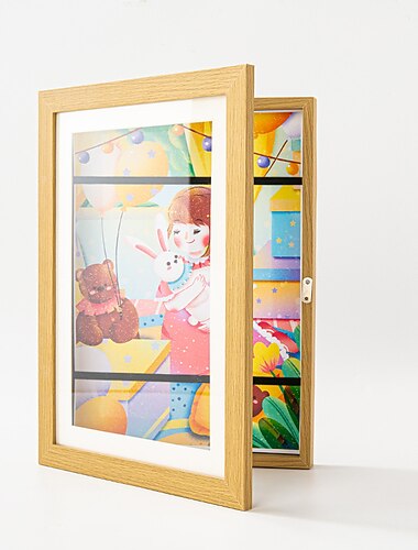  1pc kids art frame storage supplies apertura frontale magnetica mutevole bambini opere d'arte cornice poster 3d disegno dipinti schoolwork display dipinti organizer box