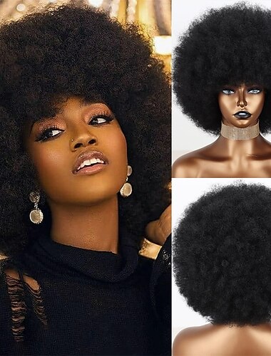  Pelucas afro cortas de los años 70 para mujeres negras, peluca afro corta sintética negra grande de los años 70, peluca afro de los años 60 de 8 pulgadas para mujeres, pelucas de fiesta de cosplay de