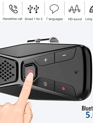  Kit d'appel mains libres bluetooth 5.0 pare-soleil de voiture haut-parleur sans fil rechargeable récepteur de musique en sept langues lecteur audio