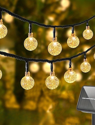  Solar-Globus-Lichterkette für den Außenbereich, 10 m, 50 LEDs, Kristallkugel, Hochzeits-Terrassenbeleuchtung, 8 Modi, wasserdicht für Garten-, Rasen-, Party-, Hochzeits- und Hofdekorationen