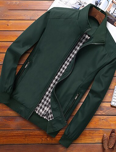  Herren Leichte Jacke Sommerjacke Windbreaker übergangsjacke Geschäft Täglich Winddicht Tasche Frühling Herbst Einfach Mode Lässig Stehkragen Regulär Schwarz Blau Grün Kaki Jacken