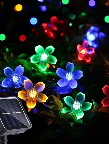  Flor solar luces de hadas sakura luces de jardín impermeables al aire libre camping novedad luces de cadena de patio para navidad café jardín patio balcón porche decoración