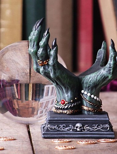  Halloween-Teufelshand-Kristallkugel-Halterung, Desktop-Dekoration, Aufbewahrung, heidnische Hexerei, Tarot-Halloween-Ornamente