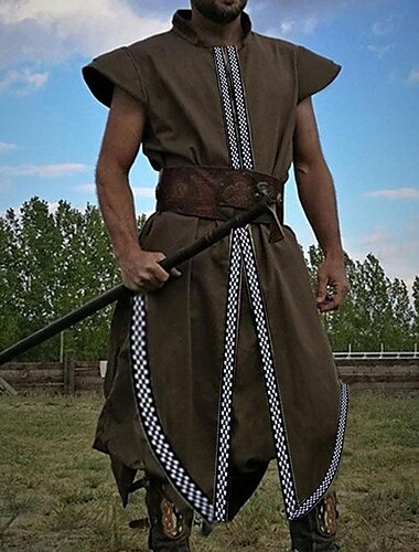  Retro Antiguo Medieval Renacimiento Camisas Sayo Vikingo Cruzado caballero celta Hombre Vikingo Fantasía Víspera de Todos los Santos Carnaval Mascarada Fiesta Escenario LARP Adulto Camisas Todas las