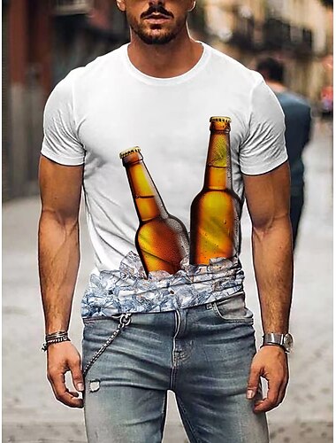  Bière Costume de Cosplay Manches Ajustées Imprime Classique Style de rue Tee-shirt Pour Couple Homme Femme Adulte Impression 3D Plein Air Usage quotidien