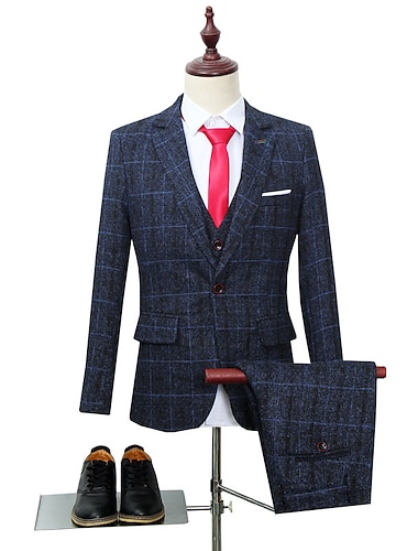  Retro Vintage Goldene Zwanziger 1920er Dreiteiliger Anzug Anzughose Der große Gatsby Gentleman Gangster Herren Maskerade Hochzeit Hochzeitsgast Party / Abend Erwachsene Mantel Hose Weste