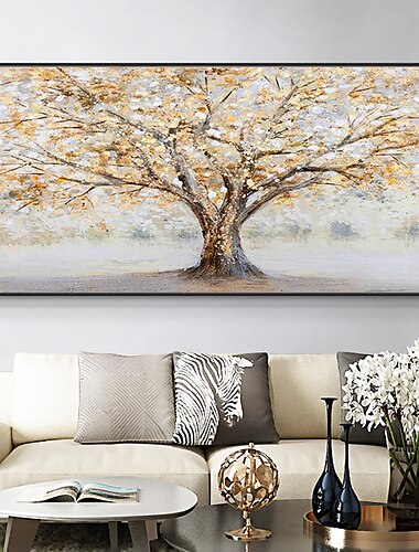  Mintura hecho a mano árbol dorado paisaje pinturas al óleo sobre lienzo arte de la pared decoración cuadros abstractos modernos para la decoración del hogar enrollado sin marco pintura sin estirar