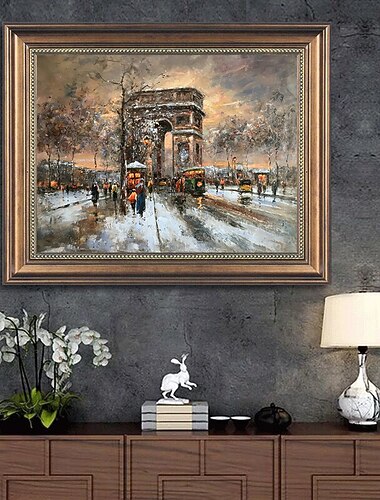  手作り油絵キャンバス壁アート装飾印象ナイフ絵画パリの有名なストリートビュー風景家の装飾用ロールフレームレス未伸張絵画
