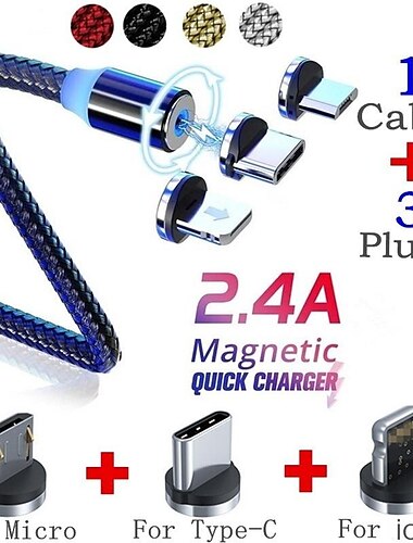  Универсальный зарядный кабель 3,3 фута 6,6 футов USB A на Lightning/микро/USB C 2 A Кабель для зарядки Быстрая зарядка нейлон плетеный Прочный 3 в 1 Назначение Macbook iPad Samsung