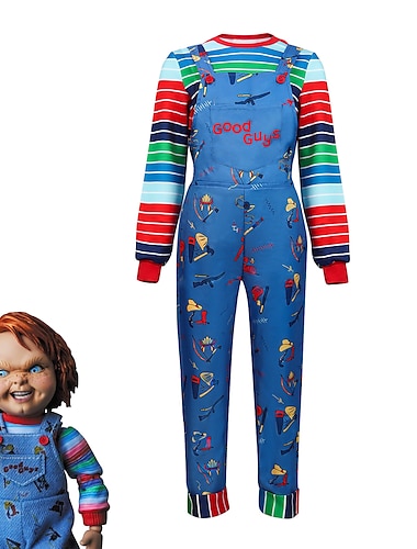  Chucky Film & TV témájú kosztümök Chucky menyasszonya Szerepjáték Jelmezek Felszerelések Férfi Női Fiú Filmsztár jelmez Cosplay jelmez Mindszentek napja Kék Álarcos mulatság Akrobatatrikó / Egyrészes