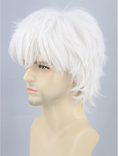  topcosplay unisex dorośli lub dzieci peruka brudny blond krótkie warstwowe puszyste cosplay karnawałowy kostium peruki