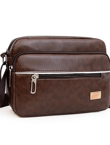  Herren Umhängetasche Schultertasche Schulranzen Kuriertaschen PU-Leder Outdoor Täglich Reißverschluss Hohe Kapazität Leichtgewichtig Langlebig Feste Farbe Dunkelbraun Gelb Braun Schwarz