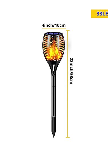  Solar-Flammenlicht für den Garten – flackernde Taschenlampe mit 96 LEDs für Außenwege, wasserdichte Landschafts-Rasenlampe für Wegbeleuchtung und Dekoration