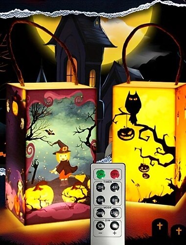  Afstandsbediening met 10 toetsen & met timer uitgeruste draagbare halloween-pompoenlantaarn usb & werkt op batterijen voor het decoreren van feestjes halloween nachtlampje sfeer arrangement pompoen