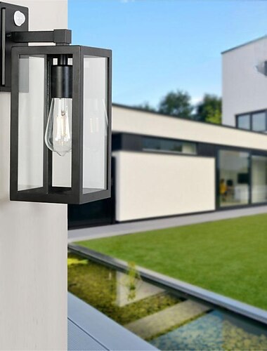  applique da parete per esterni con sensore dal tramonto all'alba lanterne da parete impermeabili per esterni applique da portico nere illuminazione a parete con prese e27 paralumi in vetro per patio ingresso porta d'ingresso