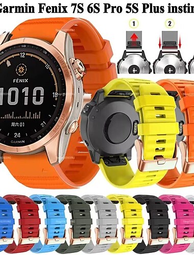  Ремешок для часов для Garmin Fenix 7S Pro 6S 5S Plus Epix Pro 42mm Approach S70 42mm Instinct 2S Descent Mk2S D2 Delta S 20mm силиконовый Замена Ремень 20mm Дышащий Женщины мужчины Спортивный ремешок