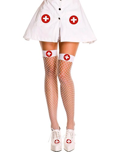  Enfermera Calcetines y Medias Malla Adulto Mujer Uniformes sexy Navidad Víspera de Todos los Santos Carnaval Disfraz de carnaval fácil