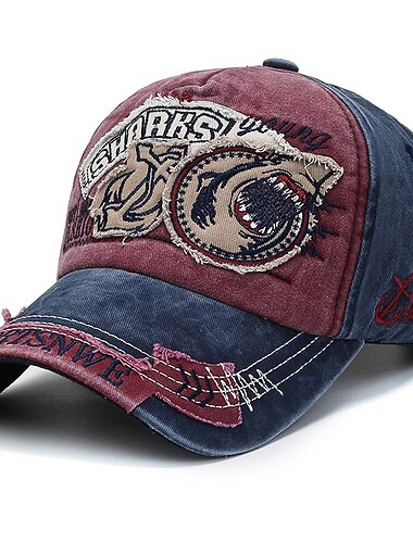 Unisex Baseballcaps Svart Rød 100% bomull Vasket Reise Strandstil utendørs Feriereise Fargeblokk Justerbare Mote Øyevern