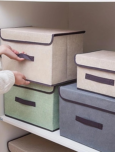  eenvoudige organisator met grote capaciteit, opvouwbare container met stofdichte klep, multifunctionele doos, opvouwbare opbergdoos van niet-geweven stof kleding opbergdoos