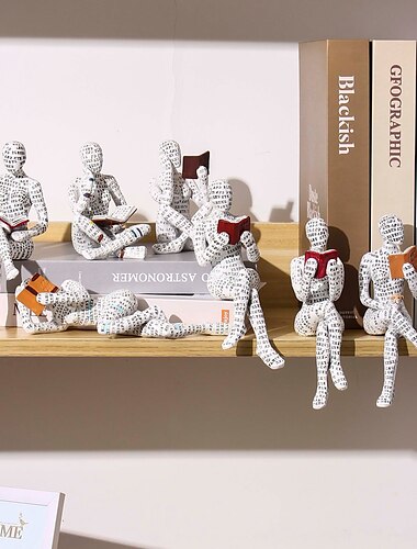  lezen boekenplank decor, lezen vrouw beeldje, hars standbeeld denker stijl, abstracte sculpturen beeldjes voor home decor moderne kantoor plank desktop