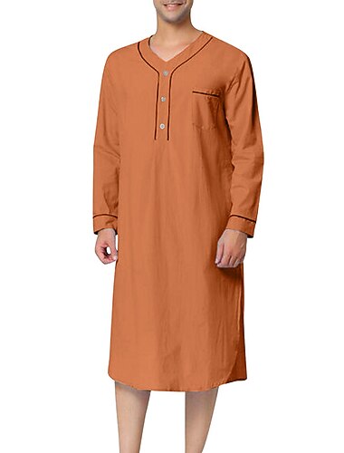  Miesten Yöpuvut loungewear Yöpaita Uniasut 1 kpl Puhdas väri Muoti Mukavuus Pehmeä Koti Sänky Polyesteri Hengittävä V-pääntie Pitkähihainen Perus Kevät Syksy Musta Valkoinen