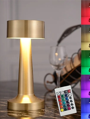  LED Table Lamp Dumbbell 16-Color Usb Rechargeable Hotel Desk Lamp Touch Dimming Restaurant Bar Atmosphere Lamp Retro Simple Lamp
