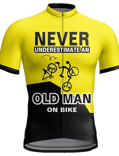  Homens Camisa para Ciclismo Gráfico Carta e Número Nunca subestime um homem idoso. Manga Curta Moto Camisa / Roupas Para Esporte Blusas com 3 bolsos traseiros Ciclismo de Montanha Ciclismo de Estrada