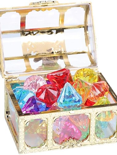  diamant gemme jouet pour enfants imitation cristal fille plastique acrylique sept couleurs princesse château coffre au trésor coffre au trésor