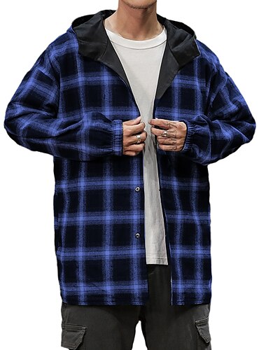  Men's Button Up Shirt Shirt Jacket Overshirt Daily Wear Black Red Blue Long Sleeve Clothing Apparel
