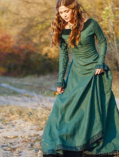  Mittelalterlich 18. Jahrhundert Vintage-Kleid Maxi Kleid Tunikakleid Ren Faire Wikinger Outlander Ranger Damen Keltisch Vikinger Halloween Maskerade Party & Abend LARP Renaissance-Messe Erwachsene