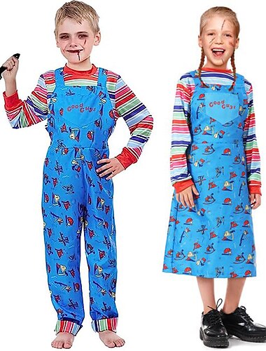 Chucky Poupée effrayante Costume de Cosplay Enfant Garçon Fille Déguisement effrayant Utilisation Soirée Carnaval mardi Gras Costume de carnaval facile